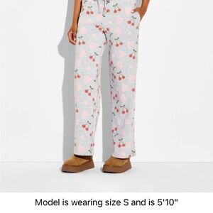 Zoe + Liv Cherry Print Pants - Pink and Gray